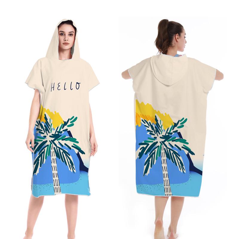 2025 Quick-Dry Hooded Swim Poncho with Zipper - Portable Bathrobe and Beach Towel