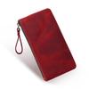 Retro Crazy Horse Leather Zipper Pen Bag Portable Large Capacity Pen Case Pencil Bag Teacher Bag Vintage Long Wallet for Men