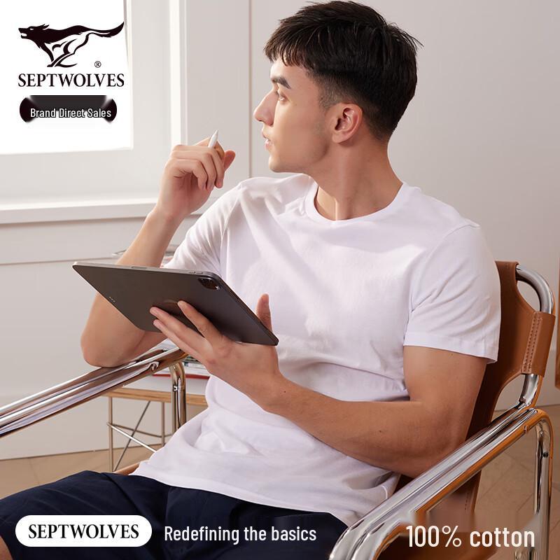 Seven Wolves Herren 100% Baumwolle Kurzarm T-Shirt