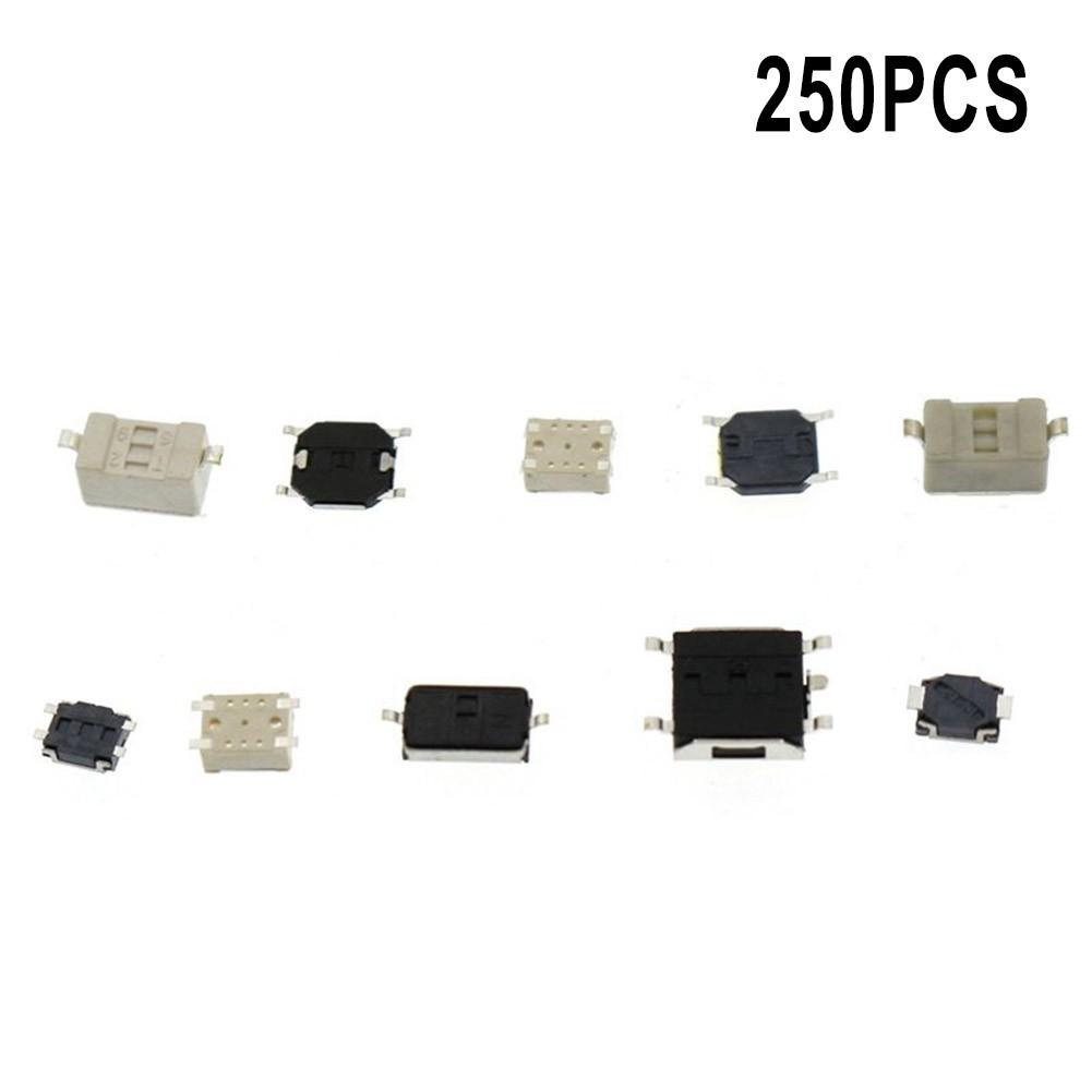 250PCS Tactile Push Button Switch Momentary Tact For SMD 10Value Kit