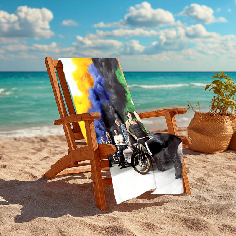 Ultra-Soft Beach Towel with Fast & Furious Theme,Ideal for Pool - Camping, Diving - Perfect Travel Essential, Vibrant Beach Towel.