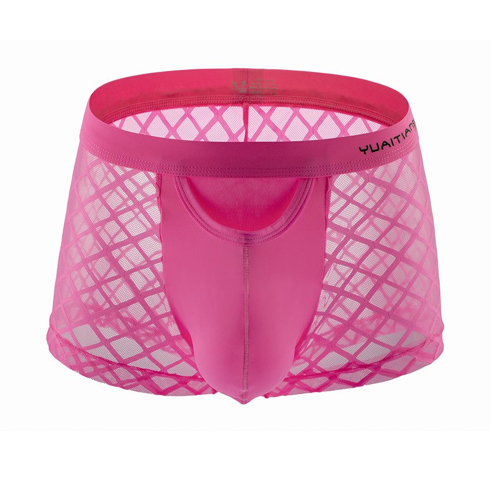 Spot Plus Size Men's Breathable Lace Mid-Waist Boxer Briefs