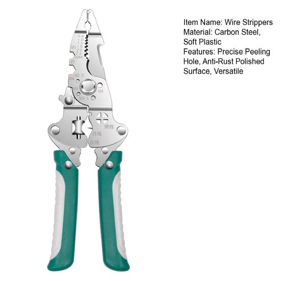 Abisolierzange Elektriker Abisolierwerkzeug mit präzisem Abisolierlochdesign, rostfreier polierter Oberfläche, Abisolierzange
