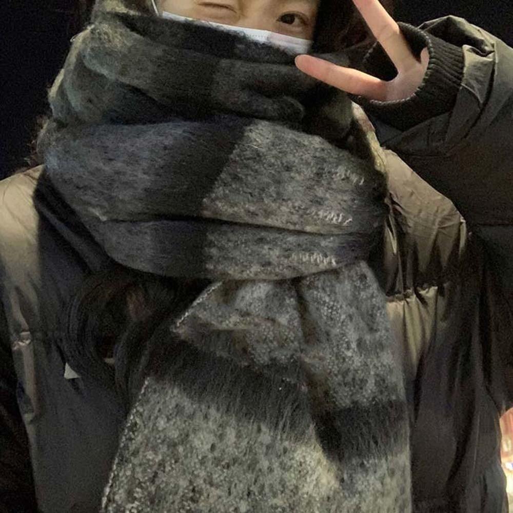 Thick Plaid Mufflers Soft Checked Neck Wraps Fringed Stoles Winter Scarves  Commuting