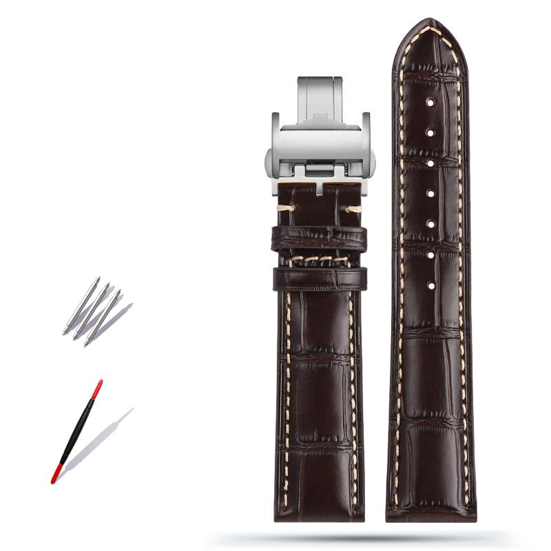 Curea de ceas din piele de vacă clasică 19MM 20MM 21MM pentru colecția Longines Masters L3 L4 L2.628/L2.673 Cureaua de ceas cu cataramă fluture