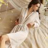Ladies Hotel Sexy Cardigan Nightgown High-end Light Luxury Imitation Silk Fabric Pajamas Loungewear