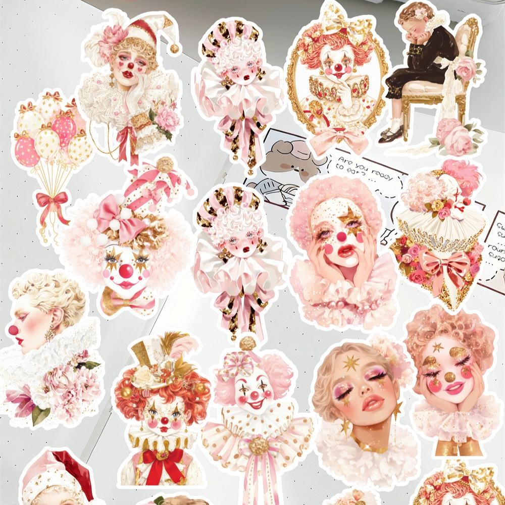 16pcs Cute cartoon girl in a love circus Stickers DIY Scrapbook Diary Happy Project Decoration Album INS Style Stationery