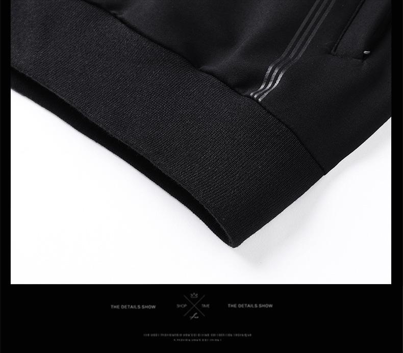 Men's Plus Size Cotton Sportswear Set: Stand Collar Jacket & Crew Neck Sweatshirt, Two or Three Piece Casual Set