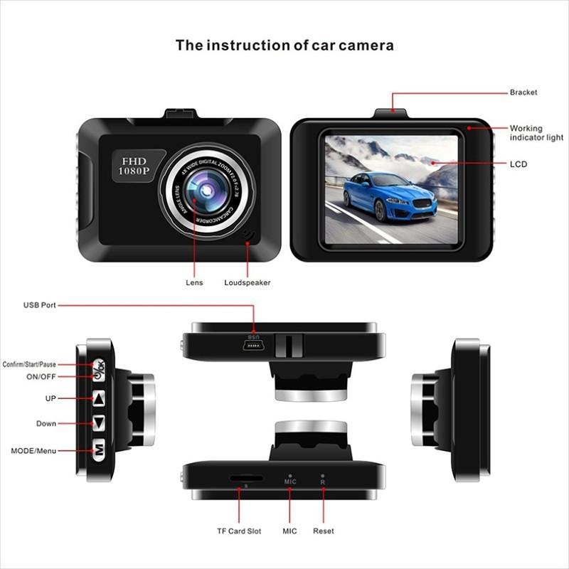 1080P 2,25 Zoll Auto Dashcam Kamera G-Sensor Bewegungserkennung Schleife Aufnahme Nachtsicht Dashboard Kamera Auto Fahren Recorder Fahrzeug Auto DVR Kamera