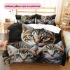 Black Bengal Cat Pattern Bedding Home Decoration Birthday Gift (1 * duvet cover + 2 * pillowcase, without core)