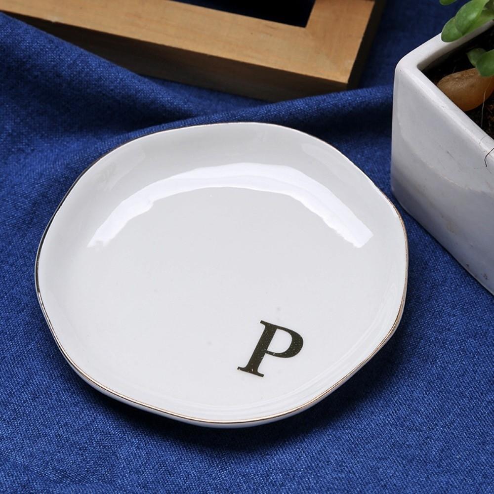 Gold Rim Monogram Letter Ring Dish A-Z Decorative Ring Holder Plate Blogger's Recommendation