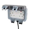 2 Gang Outdoor Electrical Outlet IP66 Water Proof Wall Mounted Power Outlet with Indicator Light