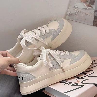 Chaussures en toile pour femmes, chaussures Mango à grosse tête, chaussures blanches polyvalentes et décontractées, semelles épaisses