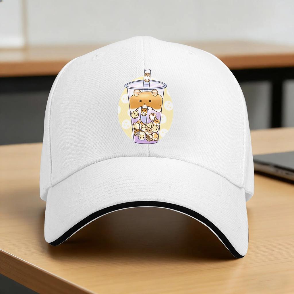 Cute Hamster Meme Baseball Cap Milktea Outdoor Gym High Quality Trucker Hat Couple Women Street Style Custom Logo Baseball Caps