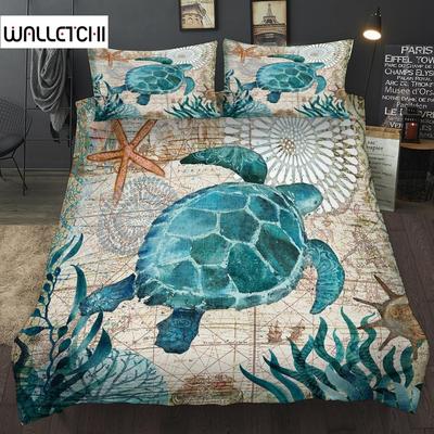 New Lovely Bay Turtle Marine Sea Bed Linen Set Adult/kid Girl Bed Cover Bed Sheet Sheet Turtle Full Queen