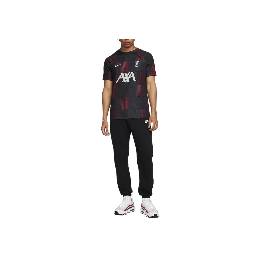Nike Liverpool FC Academy Pro Gradient Letter Crew Neck Casual Short Sleeve Football Shirt Men Tops Black FZ4049-688