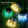 Solar Crackle Glass Mason Jar Hanging LED Lights for Outdoor Decor