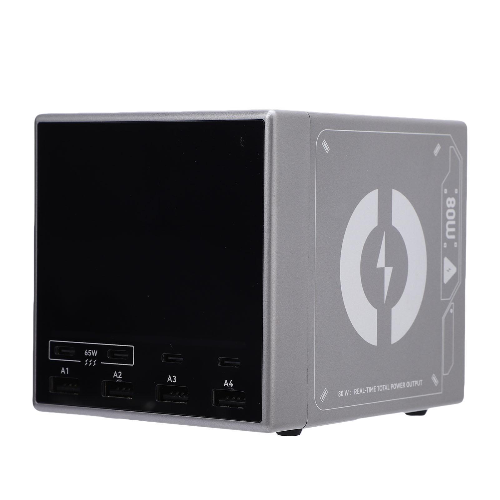 

80W USB A Charging Station 4 Port USB C PD Fast Charging Station Color Digital Display Support PD3.1 PD3.0 QC3.0 for Laptops