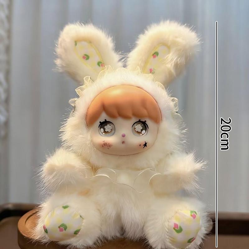 Cartoon Fur Rabbit Doll Figure Keychain Plush Cute Vinyl Doll Figurine Trendy Blind Box Toy Schoolbag Hanger Pendant Decoration