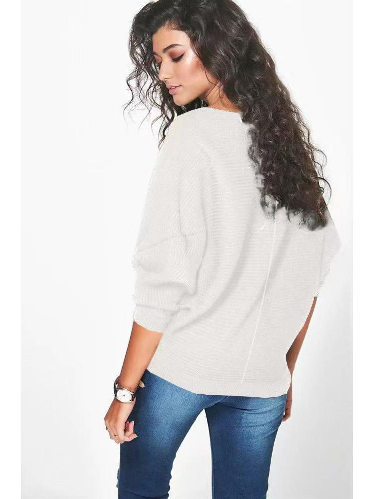 Módní dámský pletený vlněný svetr s netopýřími rukávy - Stylový a útulný na jaro, podzim a zimu