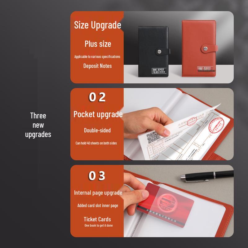 Multifunctional Large Deposit Certificate and Money Holder Clip for Bank Use