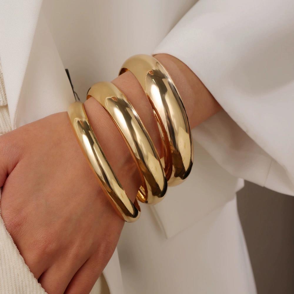 7Pcs Stainless Steel Gold Color Open Bangles For Women Vintage Design Geometric Star Heart Twist Bracelets Party Wedding Jewelry