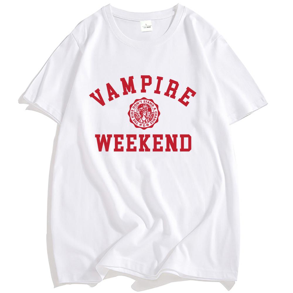 

VAMPIRE WEEKEND Студенческая футболка Летняя футболка с коротким рукавом Хлопковые мужские футболки Круглый вырез Модная печать Футболки Мужские Женские Футболки 2XL