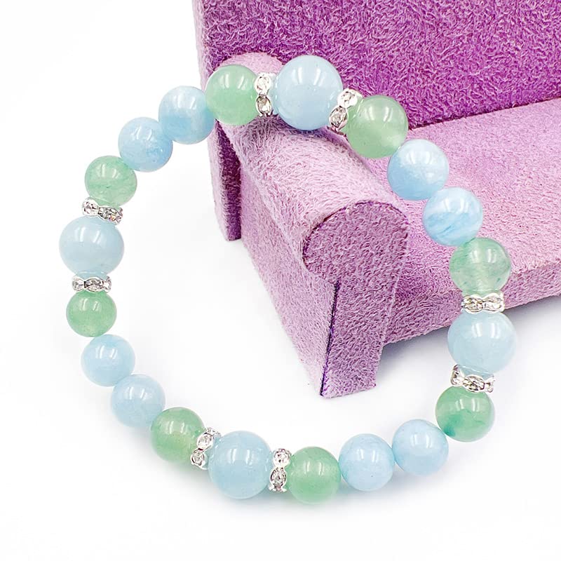 of Aventurine and Aquamarine Power Natural Prayer Junseki [Stone Happiness] Bracelet, Stone, Stone, Women's Bracelet, Men's Accessory, Amulet, Health,