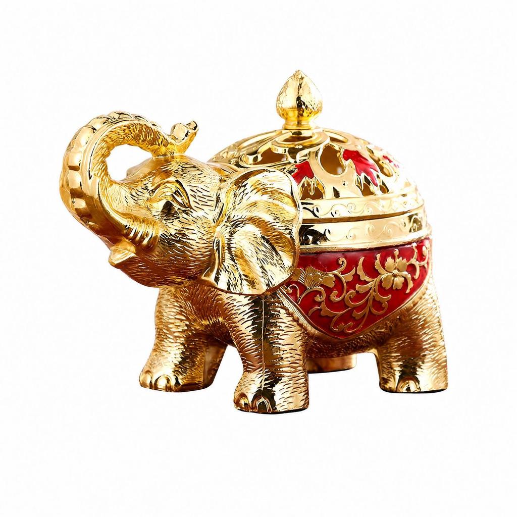 Elephant Incense Burner with Domed Lid Decorative