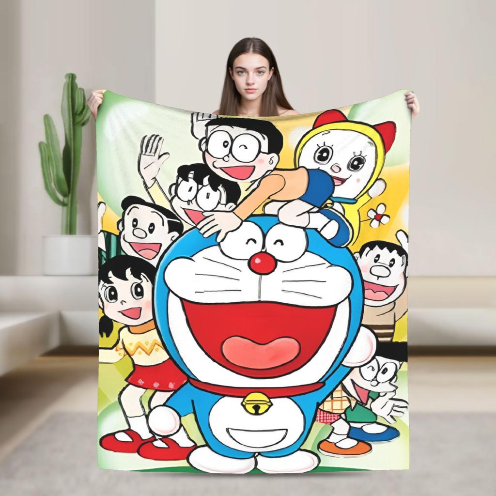 Cartoon D-Doraemon  Warm Soft Blanket  Camping Plush Throw Blanket Novelty Bedroom Flannel Bedspread Sofa Bed Cover