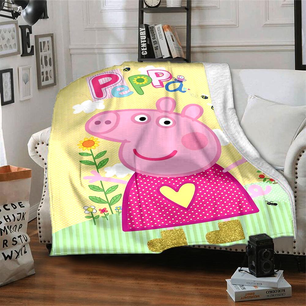 1Pc Peppa Pig Ice Cream Party Blanket For Couch Bed Plush Cozy Fuzzy Blanket Super Soft Warm Blankets For Fall And Winter 0918106