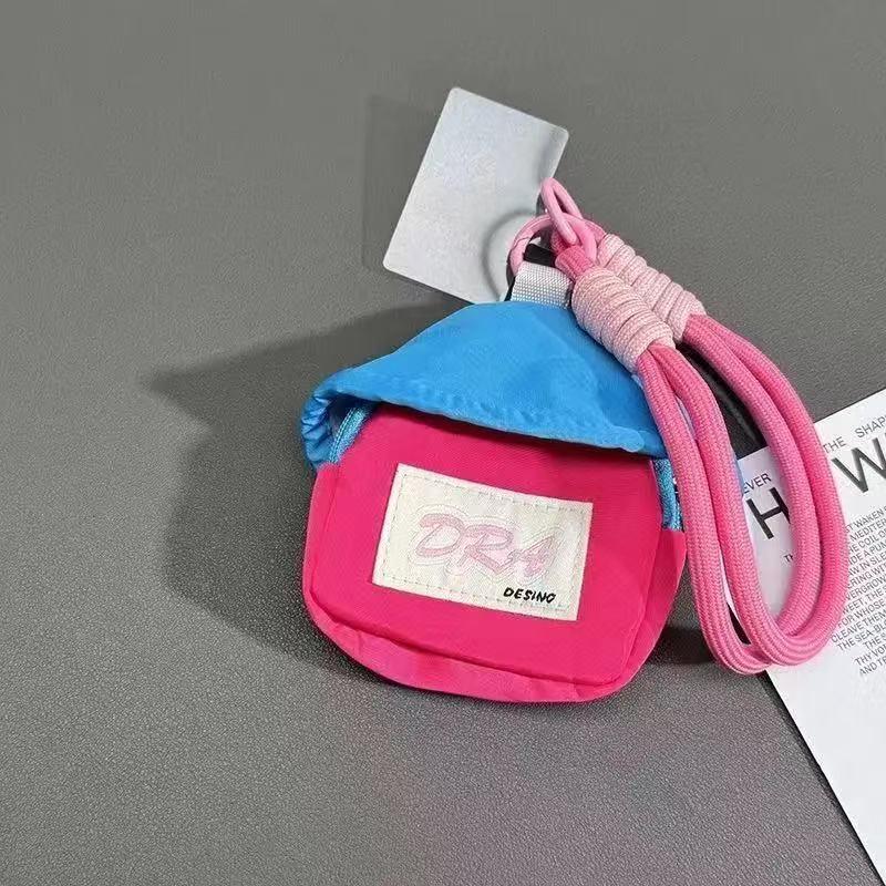 Trendy Colorful Soft Small Backpack with Coin Purse, Hand Strap & Contrasting Color Lanyard Pendant