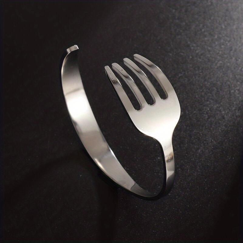 Stainless Steel Fork-Shaped Bracelet (1 Piece) - Avant-garde Punk Hip Hop Style Jewelry, Suitable for Both Men and Women