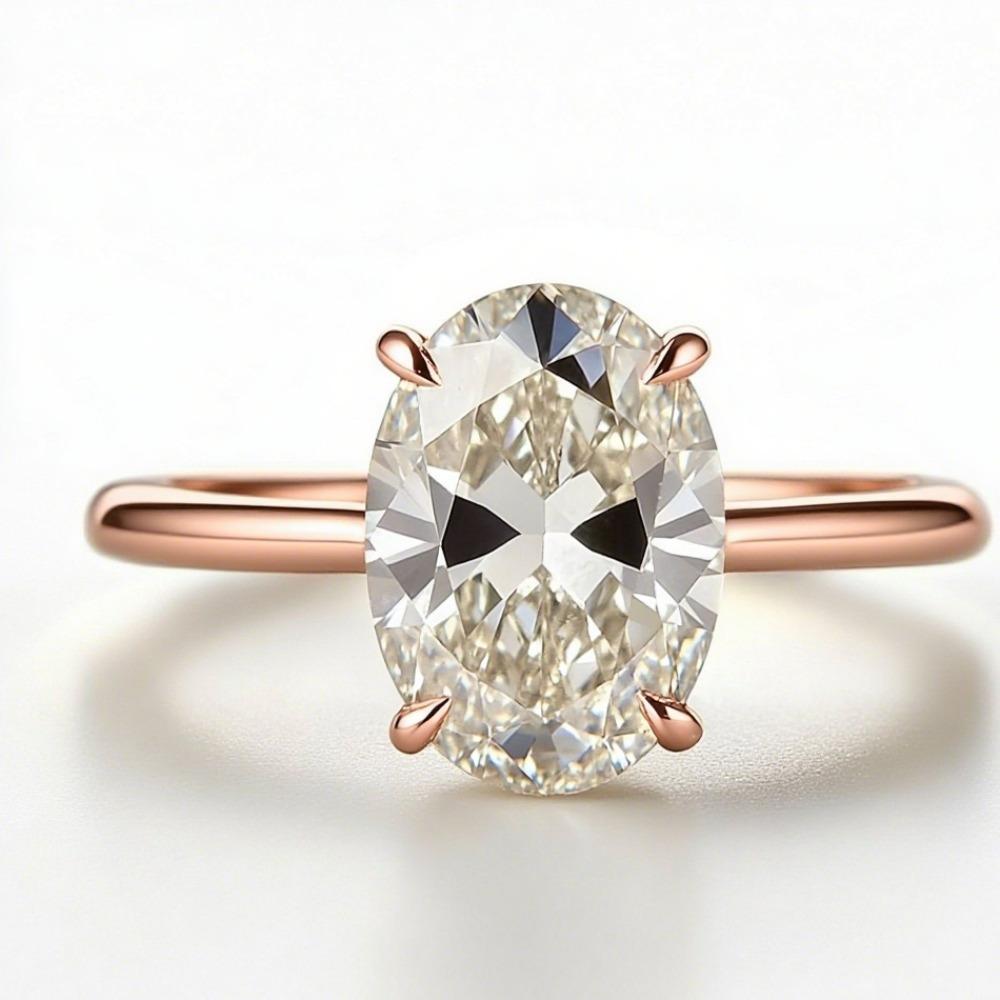 New Personalized Fashion Oval Diamond Ring, Classic Four-claw Wedding Ring, Female 5