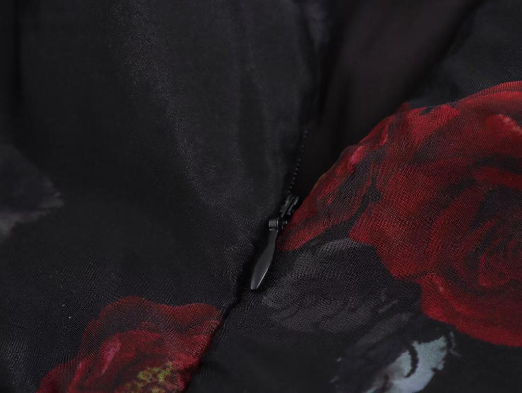 Spring 2025 Women's European & American Style French Bandeau Organza Print Long Dress