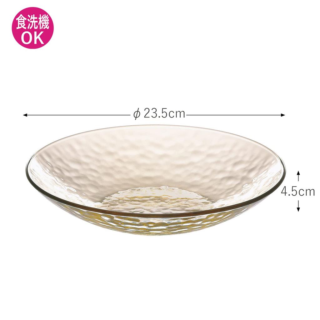 Toyo Sasaki Glass Gracieux Bowl Made In Dishwasher Large Noodle Round Glass Plate, 23, Amber, Japan, Safe, Plate, Plate, Plate, Plate, Tableware,