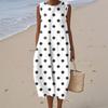 Women's Fashion Casual Sleeveless Round Neck Polka Dot Striped Elegant Temperament Dress