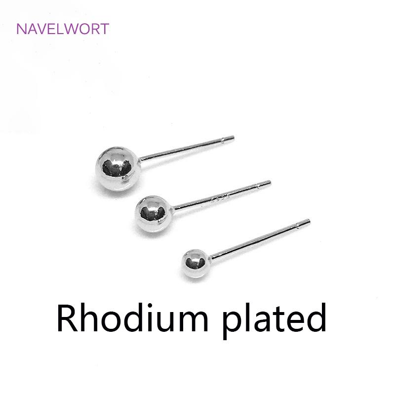 

S925 Sterling Silver Needle Trendy 14K Gold Plated Ball Head Stud Earrings Brass Metal Fashion Jewelry Crafts For Women 3 mm - 10 pieces