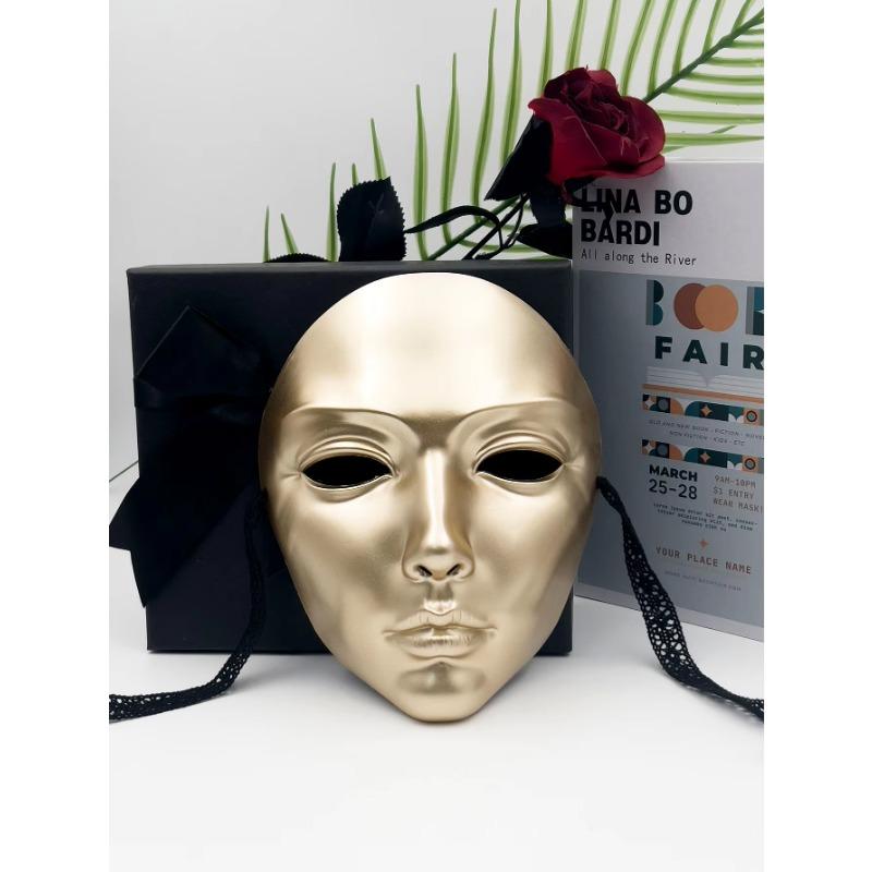 

Маска на все лицо для Хэллоуина, маскарадного бала, хип-хоп танцев, однотонная маска черного, белого и серебристого цвета, реквизит для костюмированных выступлений золотой