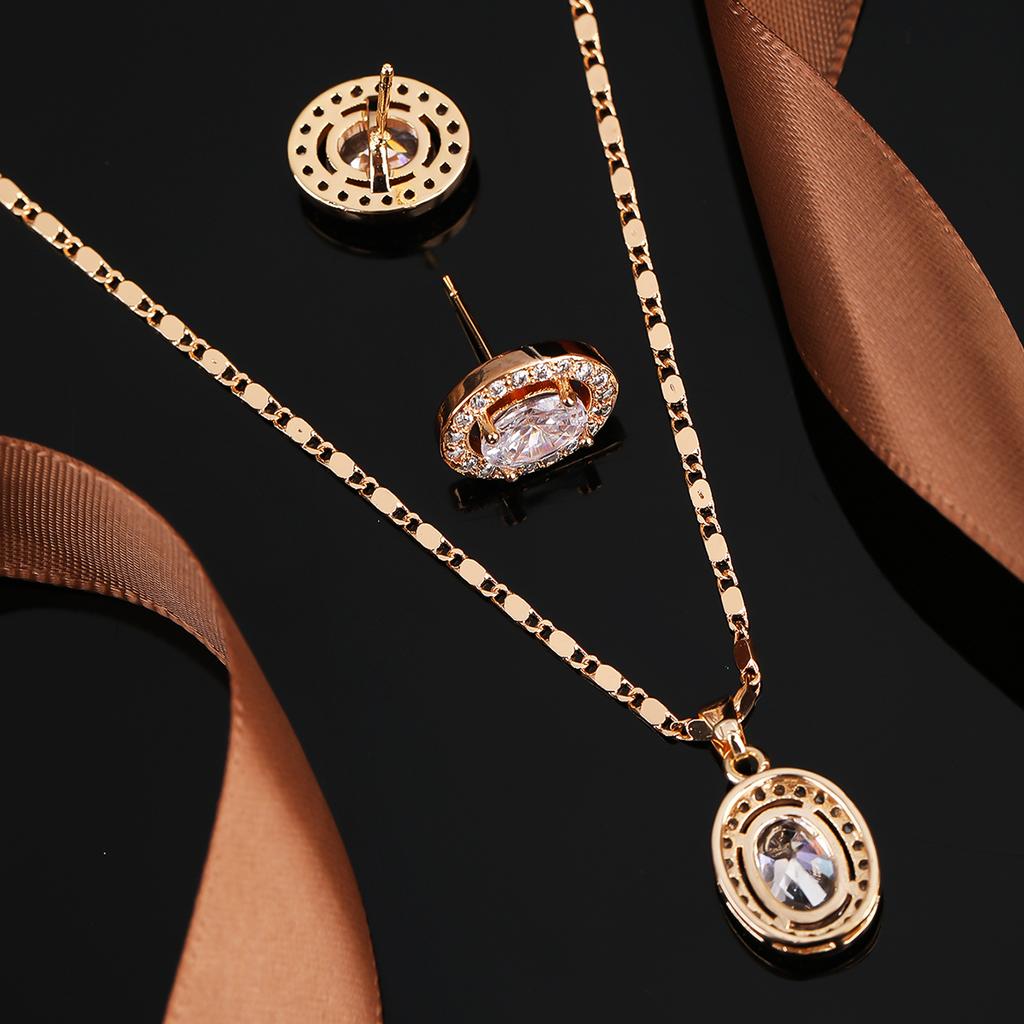 Selead Gold Plated Combination Set Jewelry Necklace Pendant Women 'S Jewelry Zircon Earrings