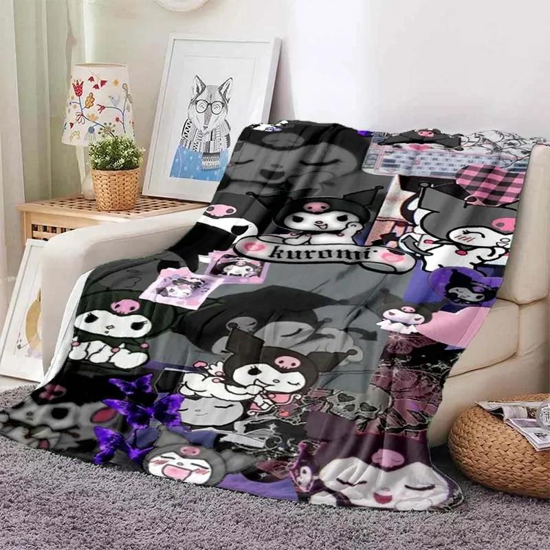 Hellor Kitty Kuromi Printed Blanket Kids Adult Blanket Soft and Warm Bedding for Bed Sofa Outdoor Travel Cover Blanket