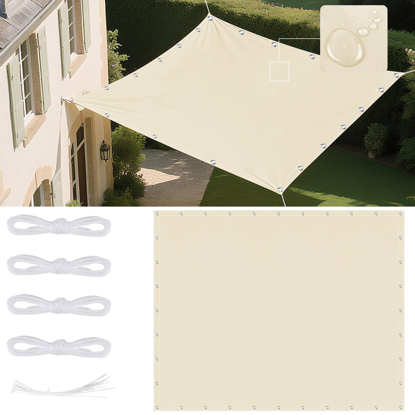 

Waterproof Straight Edge Sun Shade Sail with Grommets Garden Sunscreen Pergola Shade Cover Canopy For Outdoor Garden Patio Tent 2x2M бежевый