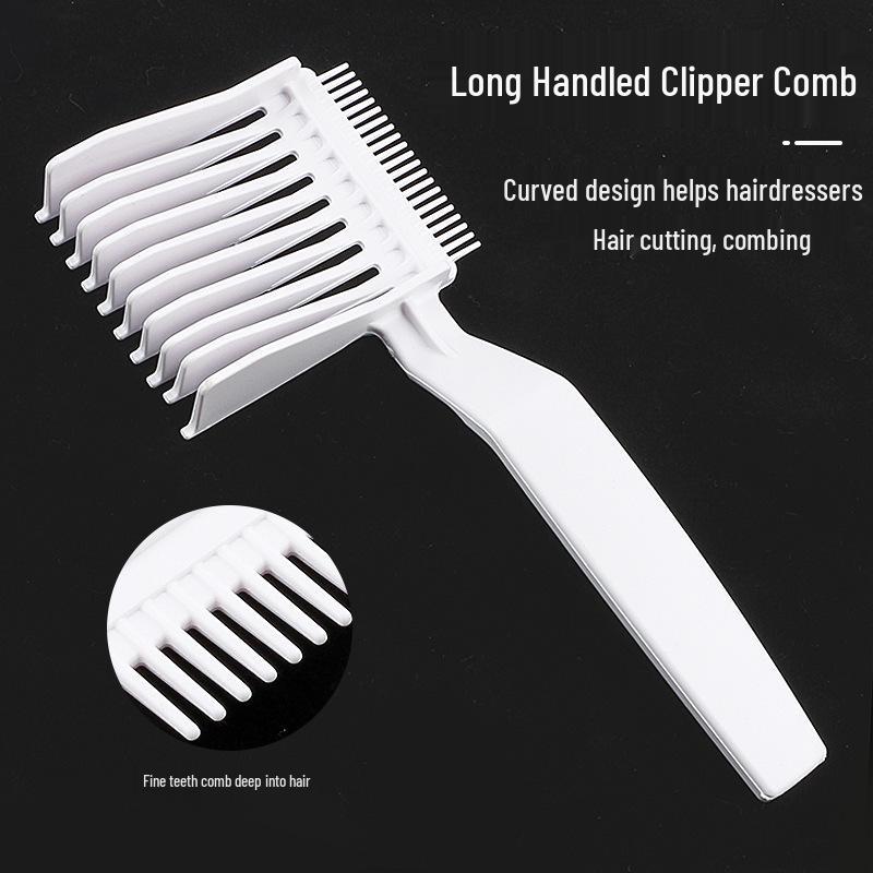 Flat Head Long Handle Hairdressing Clipper Comb - Auxiliary Haircut Tool for Home Use