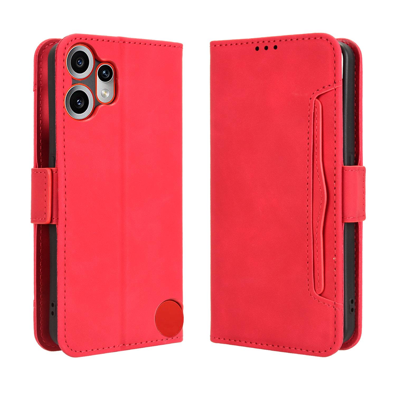 

For Nothing CMF Phone 2 Pro Leather Case Phone Wallet Cover with Multiple Card Slots Red