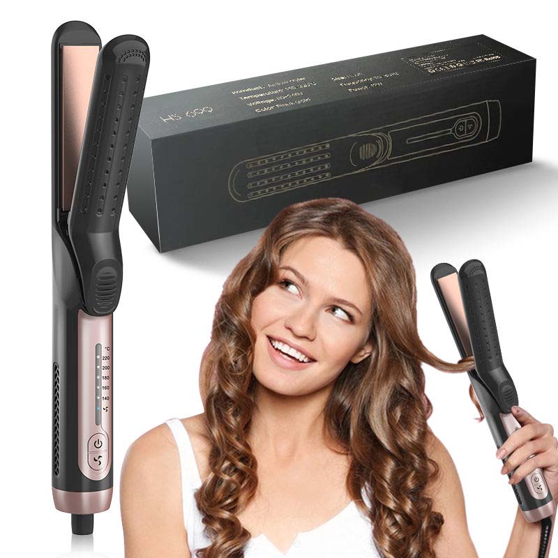 Portable Hair Styling Quick Heating LED Light Display 2 In 1 Mini Air Styling Flat Iron Straightener