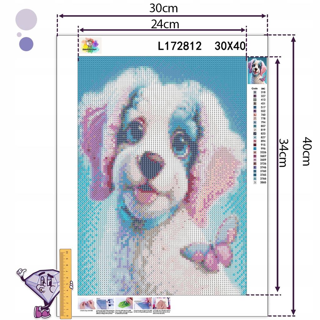 Ob_L_14 - Diamond Painting 30X40 - Zwierzeta, Pies