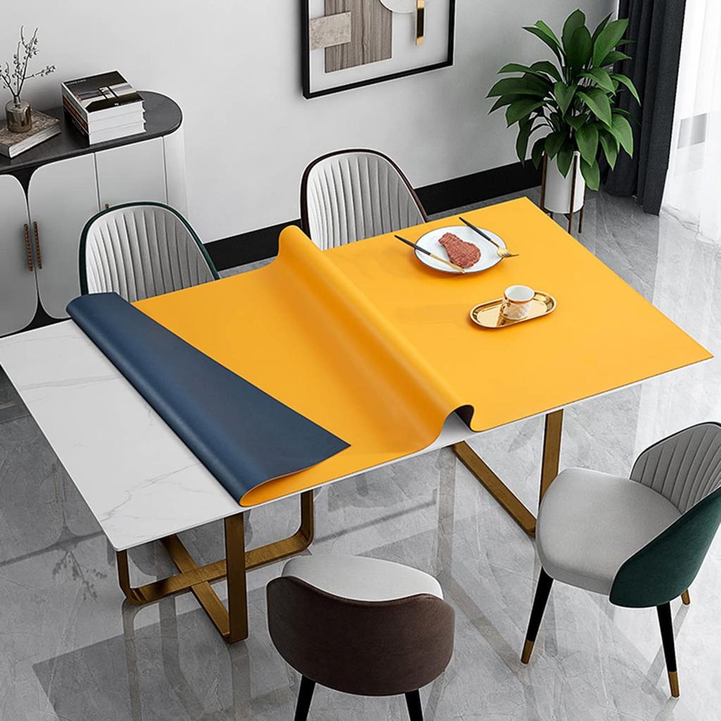 EGROON PU Leather Tablecloth, Table Mat, Desk Mat, Rectangular Table Cover, Multifunctional, Water-Repellent, Durable, Stain-Resistant, Double-Sided D