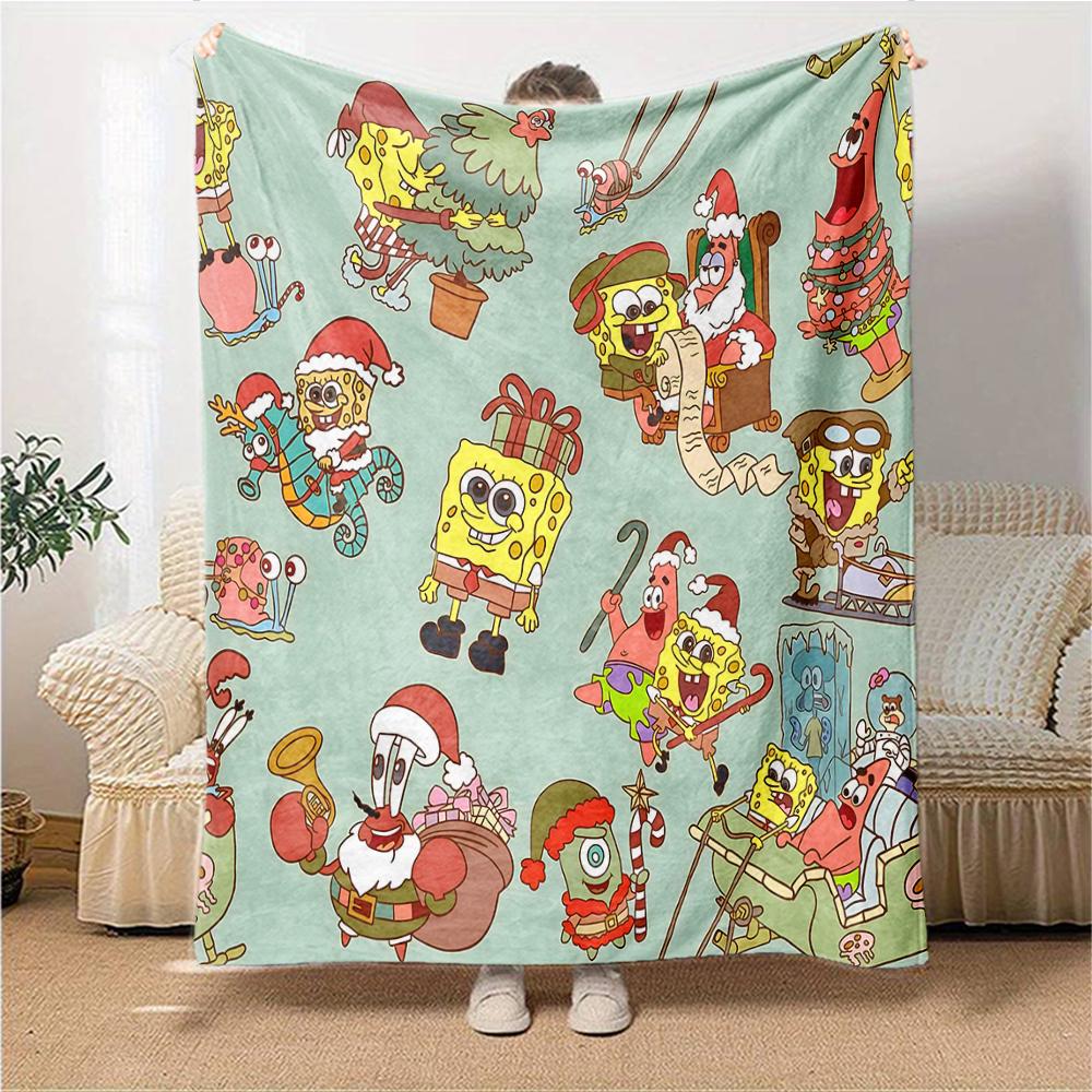 Christmas Spongebob Party Blanket Soft Throw Blanket For Home Bedroom Bed Sofa Travel Office Solid Christmas Blanket