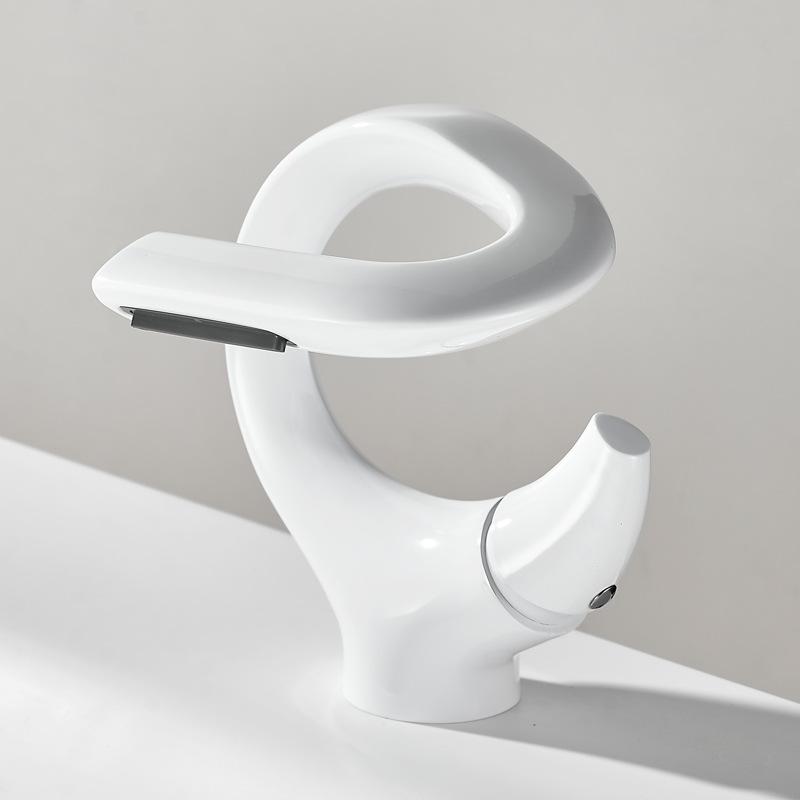 Bathroom Basin Faucets Single Handle Waterfall Taps Solid Brass Basin Mixers Taps S-shaped Design Water Taps