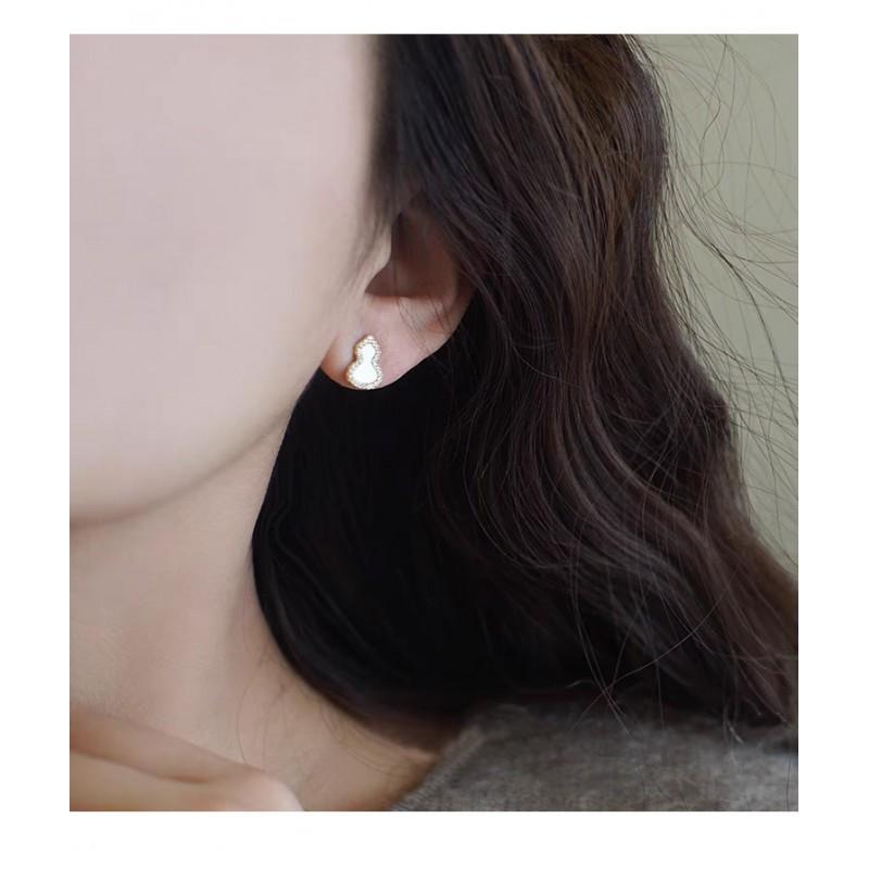Sterling Micro Pave Pendant Earrings Women Lucky Red Green White Gourd Design New Chinese Style Minimalist Luxury
